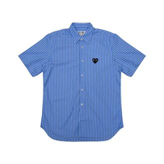 Comme Des Gar&ccedil;ons Striped Short Sleeve Shirt - male - Comme des Gar&ccedil;ons Play - Short Sleeve Shirts - Blue - XL - Shirts