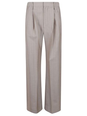 Victoria Beckham Pinstriped Wide-Leg Trousers with High Waist