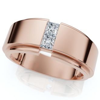 Pompeii3 1Ct Mens Princess Cut Diamond Tension Set Wedding Ring 14k Gold Lab Grown