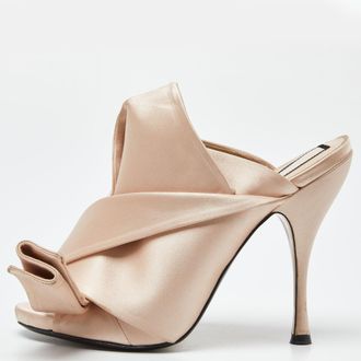 N&deg;21 N&deg;21 Beige Pleated Satin Ronny Mules