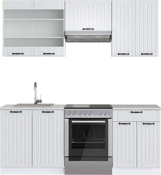 Vicco Mueble De Cocina Fame-line, Casa De Campo Blanca/blanca, 200 Cm, Et M&aacute;rmol, Vicco