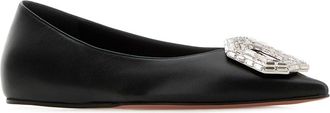 Amina Muaddi Blackwhite Ballerine Flat Shoes