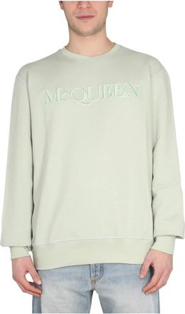 Alexander McQueen Sweatshirt met Logo Borduursel - Heren - Sweatshirts - Groen - M - Katoen - Hoodies & sweatvesten