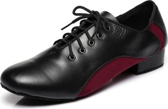 Miyoopark Mens Lace-up 1 Standard Heel Black/Red Leather Suede Ballroom Dance Shoes L300 UK 11