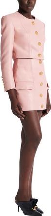 Balmain Short lambskin skirt with buttons in Pink at Nordstrom, Size 36 Eu