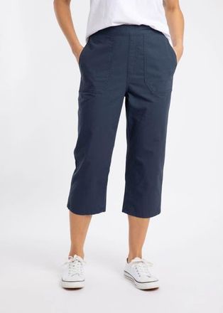 Weird Fish Anyar 3/4 Length Ripstop Trousers in Navy at Nordstrom, Size 16