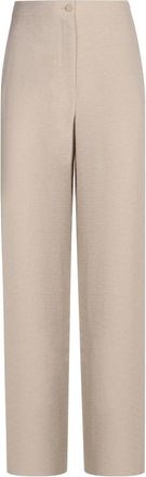 Emporio Armani Wollen Straight-Leg Broek - Dames - Straight fit broeken - Beige - M - Wol - Broeken