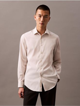 Calvin Klein Calvin Klein Mens Steel Solid Slim Fit Button-Down Shirt - Open Brown - 14H/323