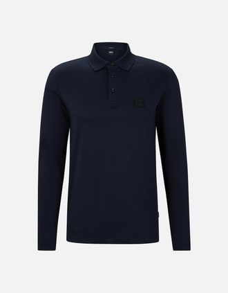 HUGO BOSS Mens Boss Pado 08 Long Sleeved Polo Shirt Dark Blue - Navy - Size: 40