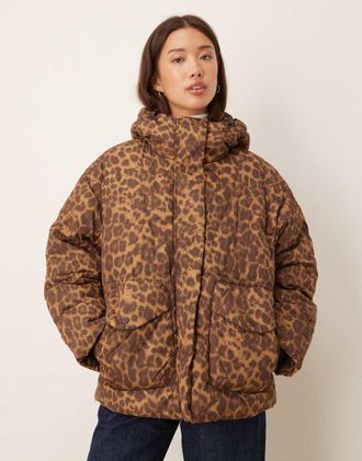 Jack & Jones Piumino con stampa leopardata multicolore