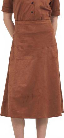 Stellah Vegan Midi Skirt In Cognac