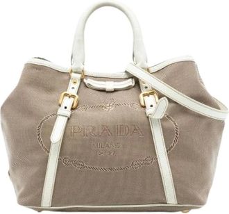 Prada Pre-owned Tote Bags, female, Beige, Size: ONE SIZE Pre-owned Vintage Satchel
