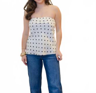 Line & Dot Womens Polka Dot Ravyn Tube Top In White