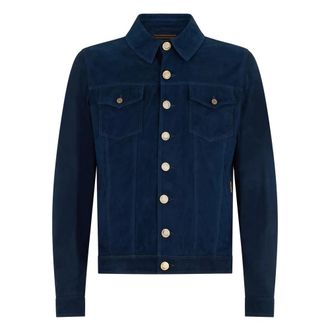 Moorer Leather Jackets, male, Blue, Size: M Kaleb Jacket