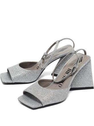 The Attico glitter-finish sandals - Silver