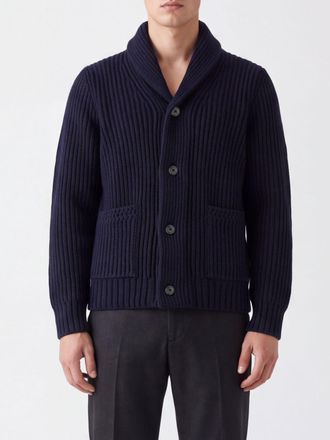 Closed Cardigan in pura lana con collo a scialle e tasche a toppa