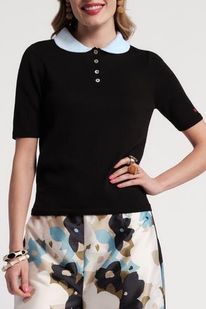 Frances Valentine Clara Knit Colorblock Shell Top in Black/light Blue at Nordstrom, Size X-Large