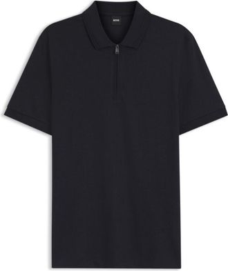 BOSS Zip-placket polo shirt in a cotton blend