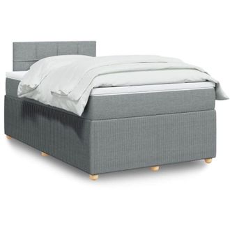 vidaXL Cama Box Spring Con Colch&oacute;n Tela Gris Claro 120x200 Cm Vidaxl