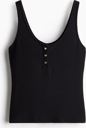H&M Tanktop in Rippstrick - Schwarz