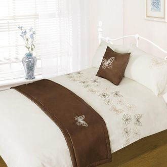 TJ Hughes Butterfly Flower Complete Bedding Set - Natural (Bed in a bag) - Double - TJ Hughes