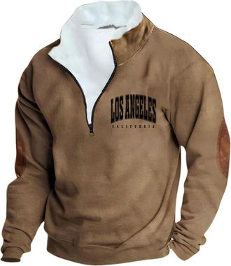 Generic Oversize Sweatshirt Mens Half Zip Norwegian Pullover Mens Elegant Fleece Long Sleeve Shirt Warm Loose Knitted Jumper Mens Sweatshirt Comfortable Sweat