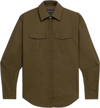 Brooks Brothers Boxy Stretch Katoenen Zak Overhemd - Dames - Overhemden - Groen - XS - Katoen - Overhemden