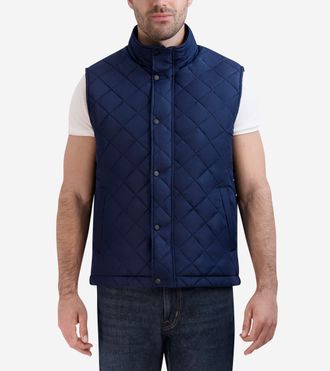 Cole Haan Mens Diamond Quilted Vest - Blue Size Medium