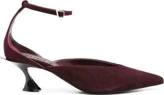 MUGLER Burgundy Enkelband Kalfsleren Schoenen - Dames - Pumps - Rood - 37 EU - Schoenen