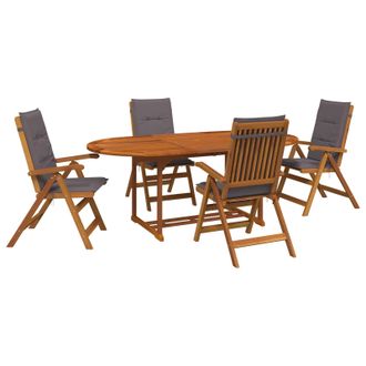 vidaXL Conjunto De Comedor Exterior Con Parasol 6 Uds. Gris Antracita Vidaxl