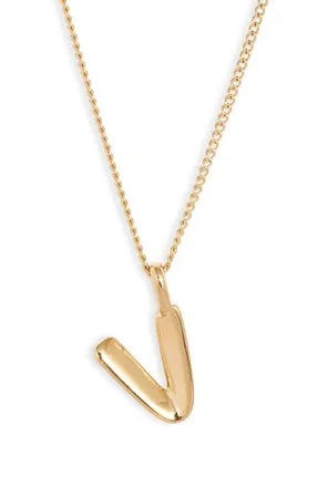 JENNY BIRD Customized Monogram Pendant Necklace in High Polish Gold - V at Nordstrom