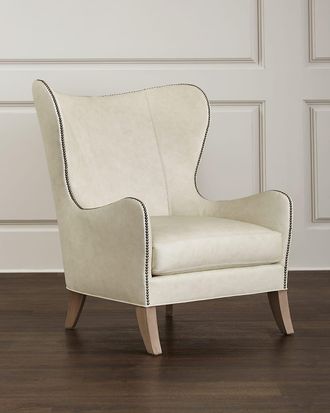Massoud Bridgette Leather Wing Chair