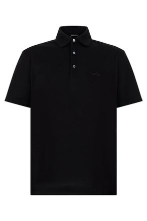 Ermenegildo Zegna Black Solid Shirt Collar Polo
