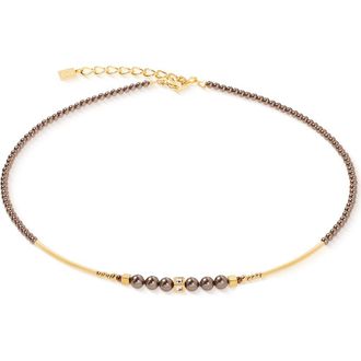 Coeur de Lion Shimmering Princess Pearls Gold Necklace in Brown at Nordstrom