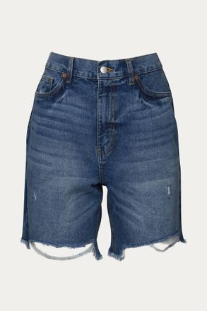 RD Style Boyfriend High-Waisted Distressed Denim Short In Blue