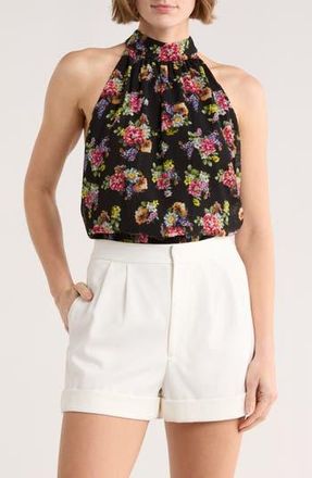 Alice & Olivia Maris Floral Halter Top in Magnolia Floral Black at Nordstrom Rack, Size X-Small