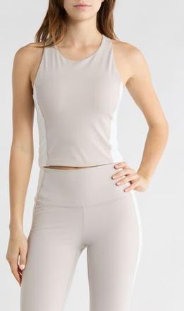 90 Degree by Reflex Lux Racerback Crop Tank in Shadow Rock/White Dove at Nordstrom Rack, Size X-Small