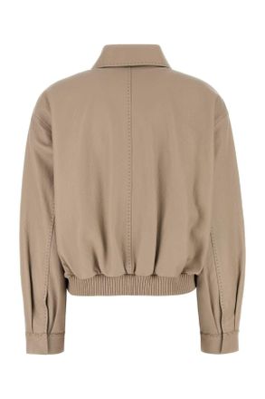 Fendi Womens Cappuccino Leather Jacket Tortora Giacche Pelle In