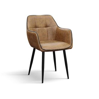 Konte Design Lote de 2 sillas de piel sint&eacute;tica color camel y patas negras