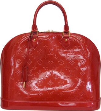 Louis Vuitton Alma Monogram Vernis Red Patent_Leather Handbag (Pre-Owned)