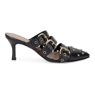 Red Valentino Heeled Mules, female, Black, Size: 7 US Elegant shoe with a medium heel and decorative buckles