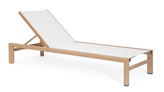 BIZZOTTO Tumbona con ruedas en aluminio y textilene natural/blanco