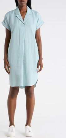 Eileen Fisher Notch Collar Linen Shirt Dress in Seafoam at Nordstrom Rack, Size Xx-Small