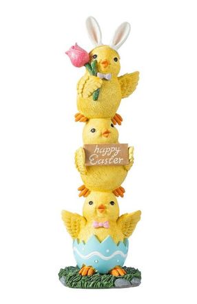 Glitzhome Easter Resin Stackable Chickens Table Decor in Yellow at Nordstrom, Size Medium
