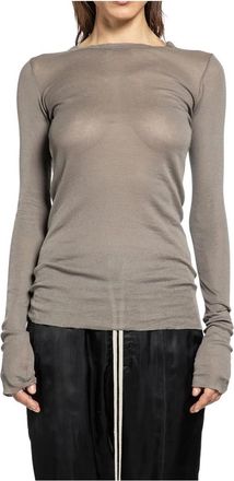 Rick Owens Forever Rib LS T - Dames - Longsleeves - Bruin - L - Katoen - Tops