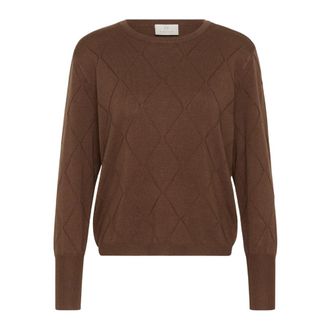 Kaffe KAlizza Argyle Pullover LS - Dames - Ronde hals truien - Bruin - 2XL - Nylon - Truien & Vesten