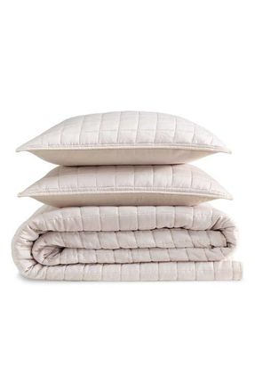 Calvin Klein Signature Quilted Comforter & Shams Set in Light Pink at Nordstrom, Size Full/queen