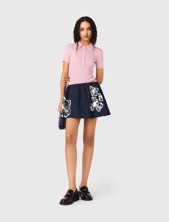 Maje Short Cotton Skirt - Navy - Maje