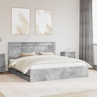vidaXL Estructura De Cama Gris Concreto 180 X 200 Cm Madera Ingenieril Vidaxl
