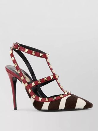 Valentino Garavani calf hair rockstud pumps pointed toe strappy